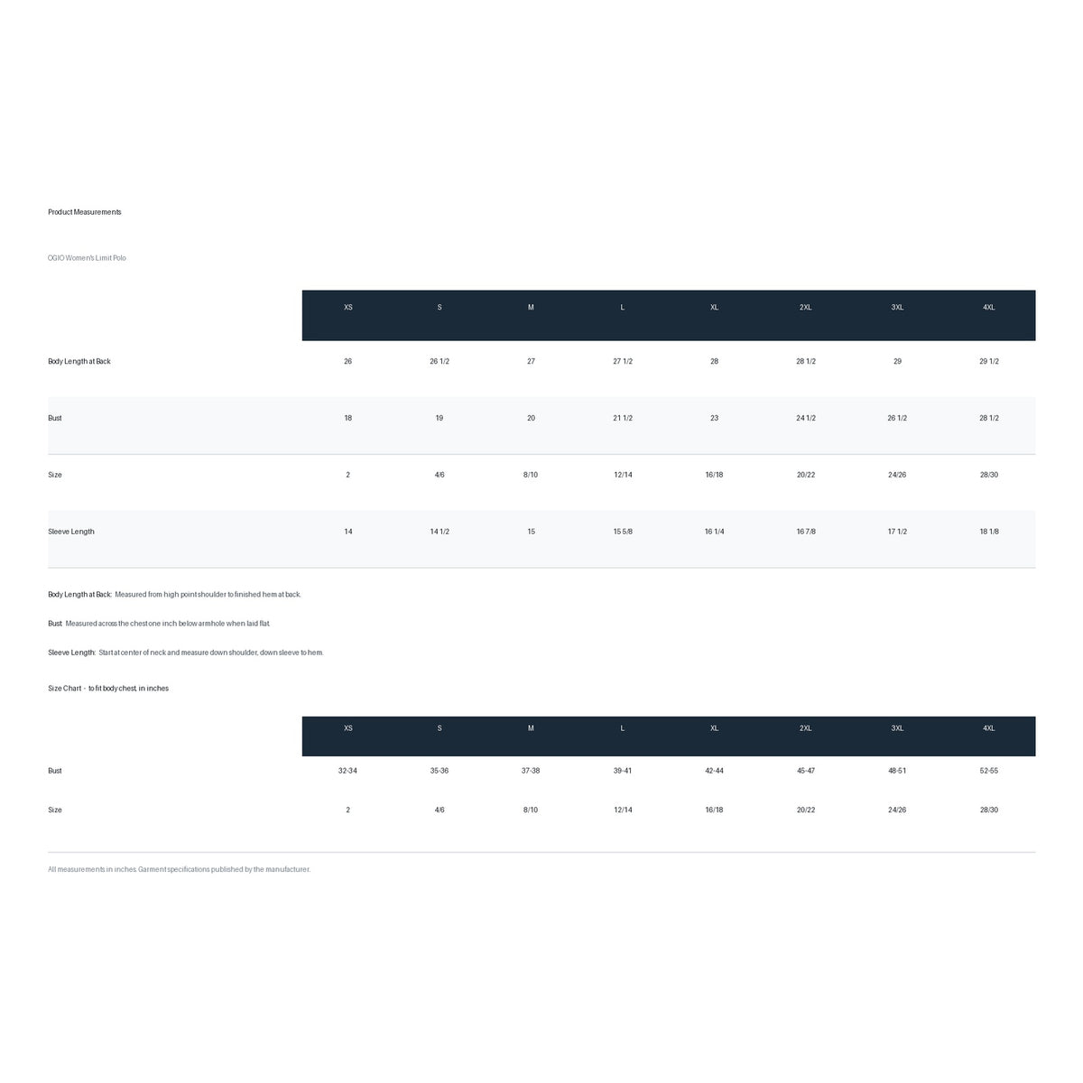 LOG138 product measurements