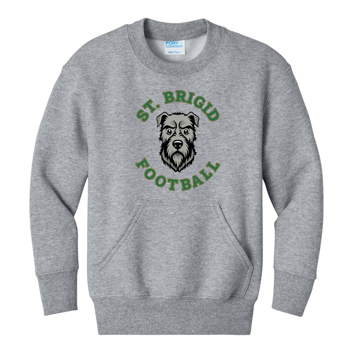 Port & Co Youth Core Fleece Crewneck Pocket Sweatshirt - Football