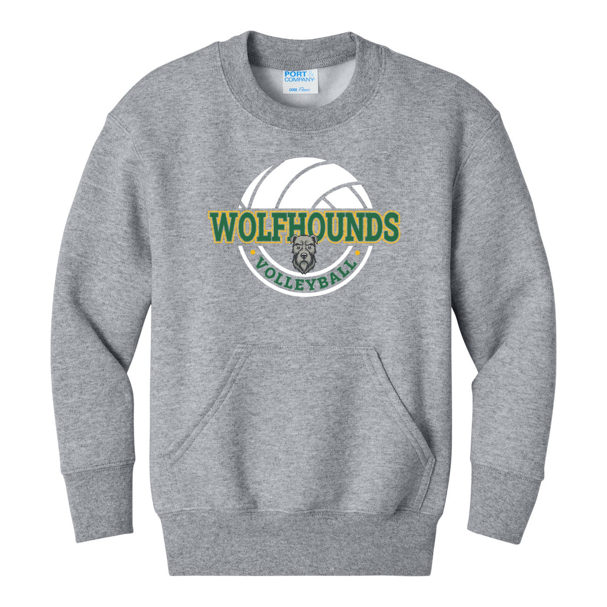 Port & Co Youth Core Fleece Crewneck Pocket Sweatshirt - Volleyball