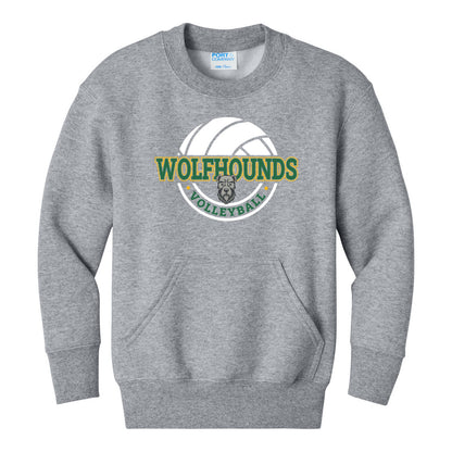 Port & Co Youth Core Fleece Crewneck Pocket Sweatshirt - Volleyball