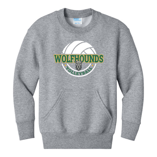 Port & Co Youth Core Fleece Crewneck Pocket Sweatshirt - Volleyball