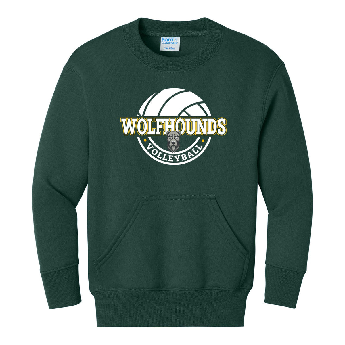 Port & Co Youth Core Fleece Crewneck Pocket Sweatshirt - Volleyball