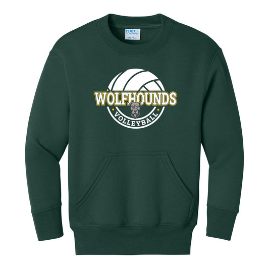 Port & Co Youth Core Fleece Crewneck Pocket Sweatshirt - Volleyball