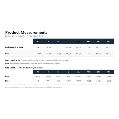 District Womens Perfect Tri Racerback Tank DM138L product measurements
