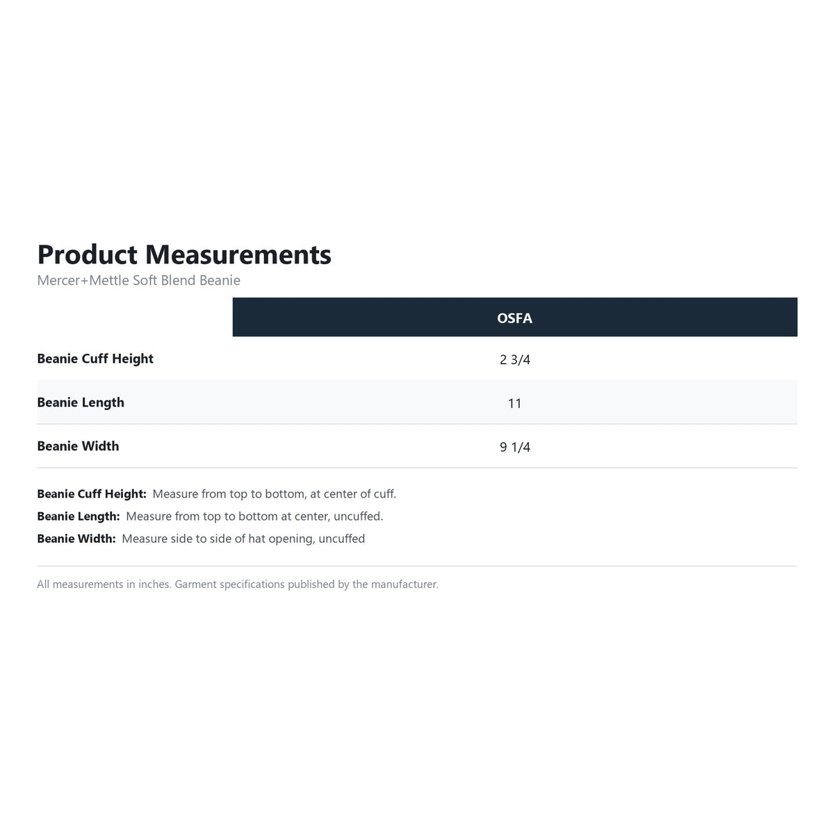 MMC150 product measurements